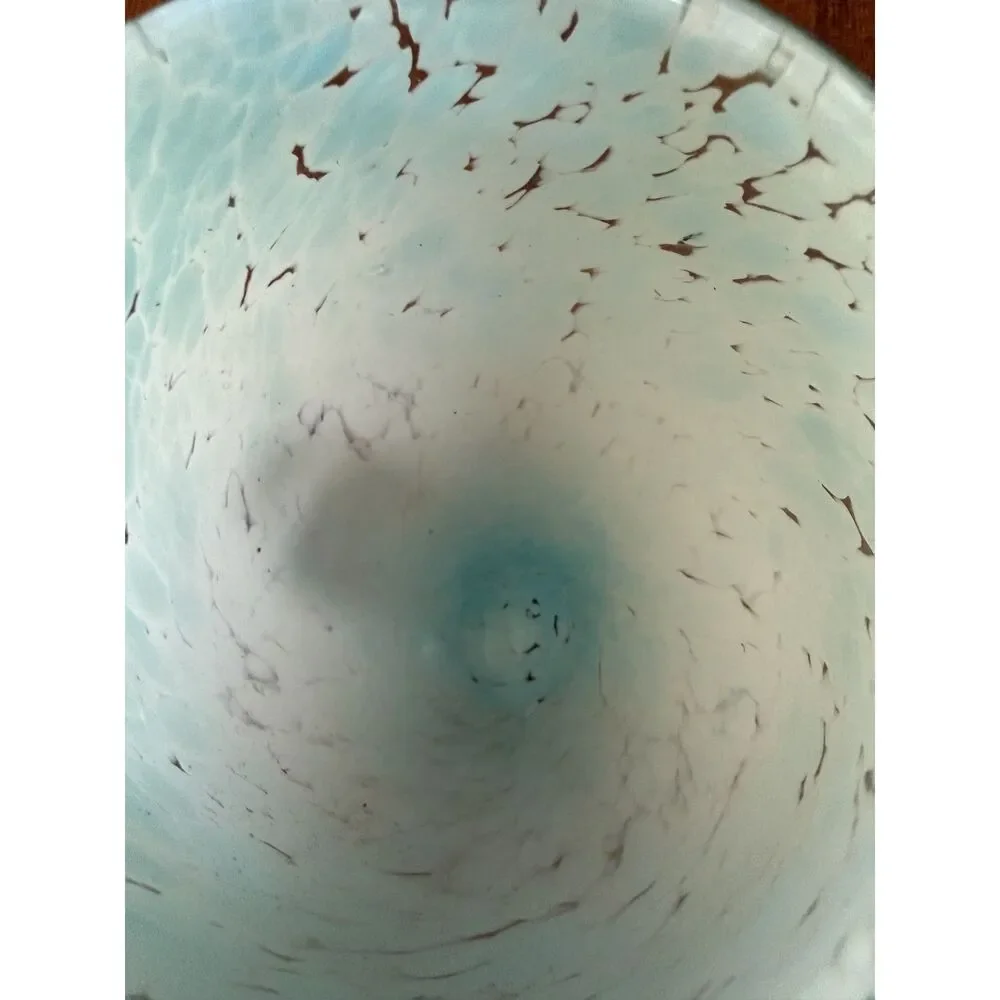 Stunning Light Blue Speckled Large Hand Blown Glass Vase
